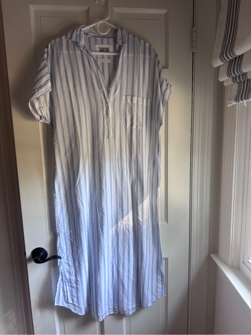 Grayson The Artist Dress Blue White Stripe Cotton Shirt Dress | Size 01